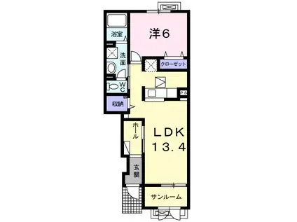ソール オリエンス 白尾(1LDK/1階)の間取り写真