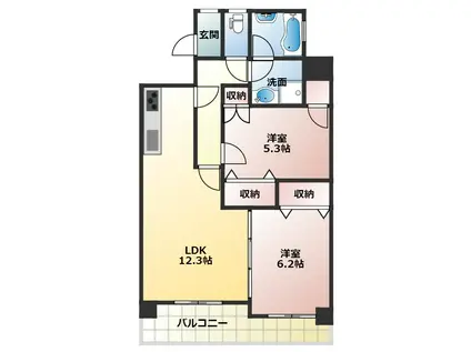 VIN DE NOBLE(2LDK/8階)の間取り写真
