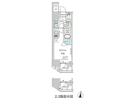 パークアクシス森下(ワンルーム/3階)の間取り写真