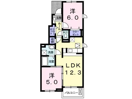 ミルトラウム(2LDK/1階)の間取り写真