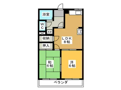 柿沢ハイツ A棟(2LDK/1階)の間取り写真