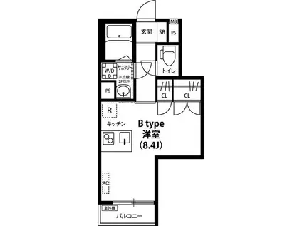 リブリ・パリュール(ワンルーム/2階)の間取り写真