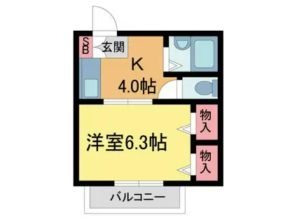 LA TERRE(1DK/2階)の間取り写真