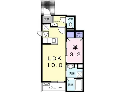 パルタージュII(1LDK/1階)の間取り写真