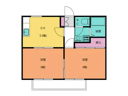 ホーユーコンホートII(2DK/2階)の間取り写真