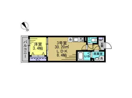 RIZE南流山(1LDK/1階)の間取り写真