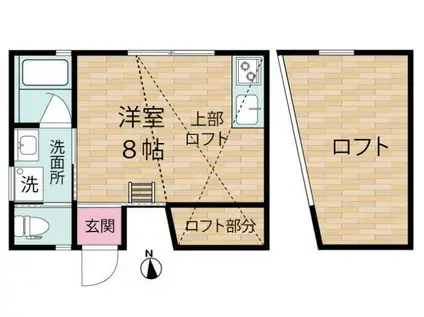 ハッピーハウス(ワンルーム/2階)の間取り写真