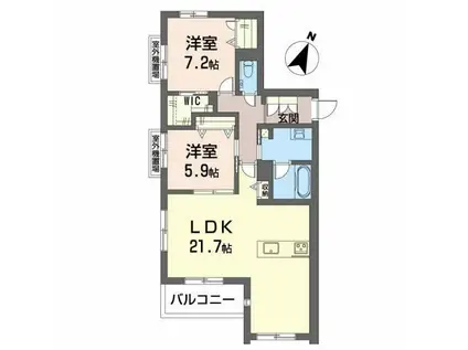 シャーメゾン川名(2LDK/3階)の間取り写真
