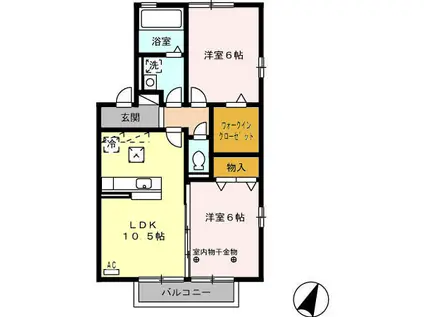 ソレイユ西島II(2LDK/1階)の間取り写真