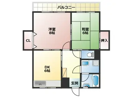 ラ・フォーレ大内(2DK/3階)の間取り写真