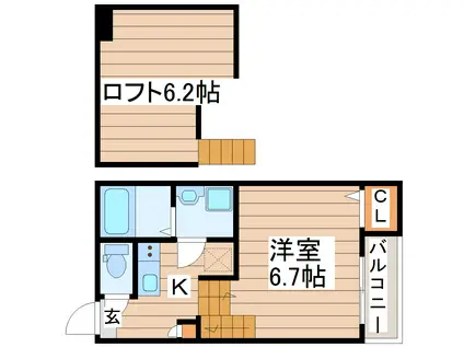 アローラテラス卸町(1K/1階)の間取り写真