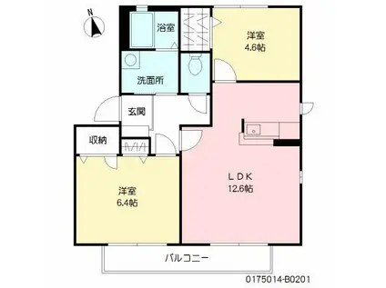 レグルス  II棟(2LDK/2階)の間取り写真