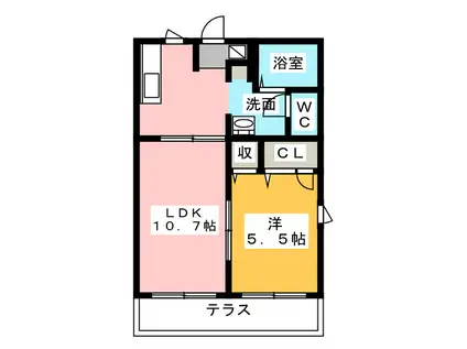 クローバーB(1LDK/1階)の間取り写真