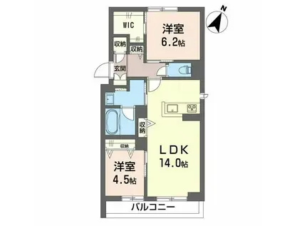 モアナヒルズII(2LDK/2階)の間取り写真