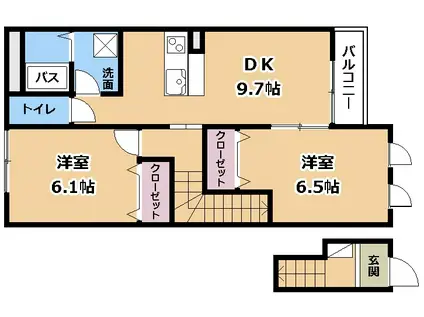 ガーデンシティ ムロノキ(2DK/2階)の間取り写真