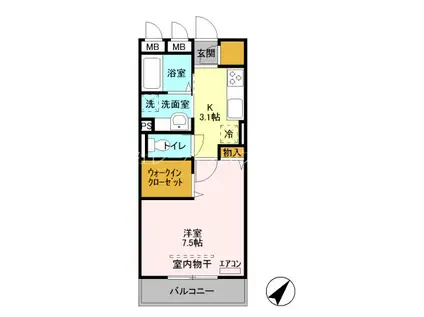 フローラ(1K/1階)の間取り写真