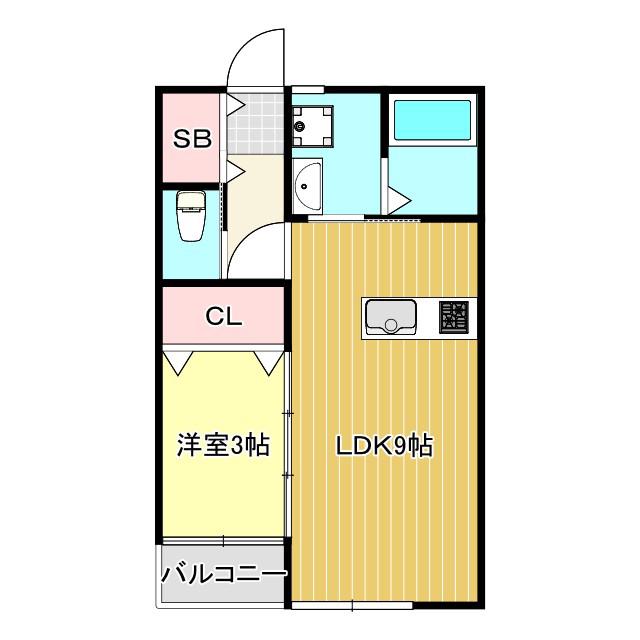 ステラ新八代(1LDK/2階)の間取り写真