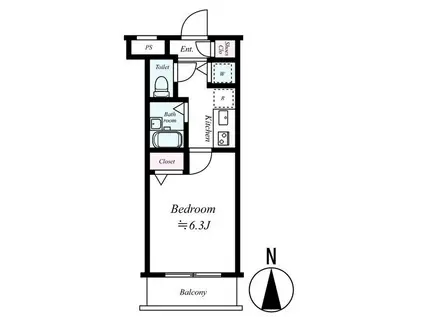 スカイコート都立家政イースト(1K/3階)の間取り写真