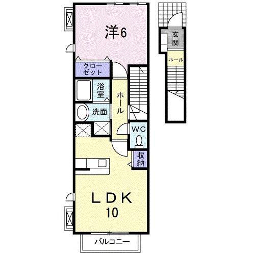 フルーブ・レゾネートB(1LDK/2階)の間取り写真