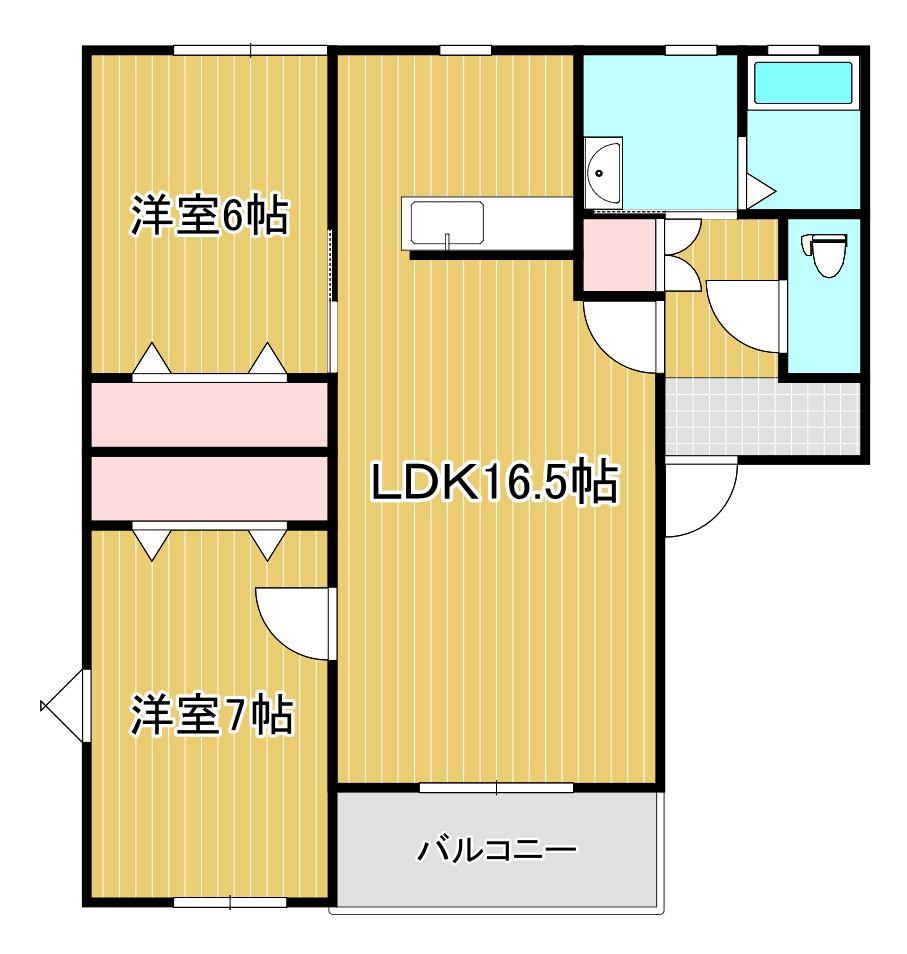 グリーンコーポ浪打 四番館(2LDK/2階)の間取り写真