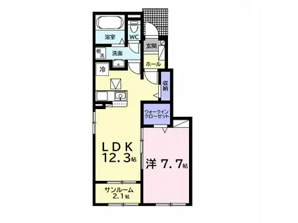 サン・デリアーナII(1LDK/1階)の間取り写真