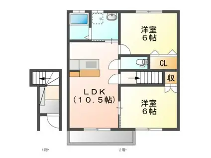 コーポルーク(2LDK/2階)の間取り写真
