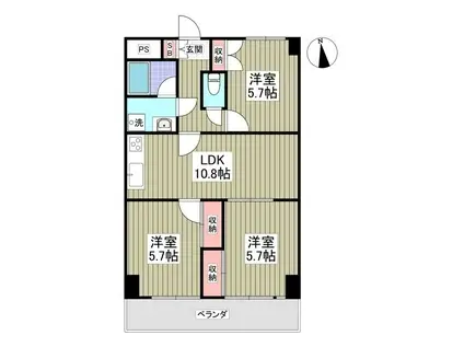 セントラルグリーンマンション(3LDK/5階)の間取り写真