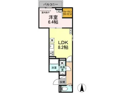 セレスティア関原(1LDK/2階)の間取り写真