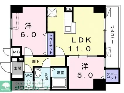 レジデンス桜樺(2LDK/2階)の間取り写真