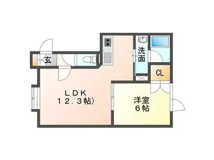 北栄町アパート B棟(1LDK/2階)の間取り写真