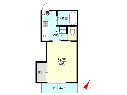 コーポコスモスII(1K/2階)の間取り写真