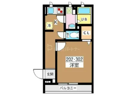 PALCONMAX新都心(1K/3階)の間取り写真
