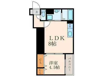 クレシア戸畑駅前(1LDK/1階)の間取り写真