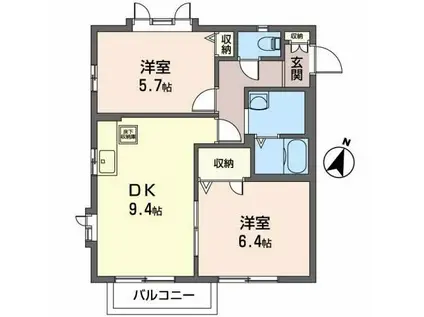 フラッツアーク(2DK/1階)の間取り写真