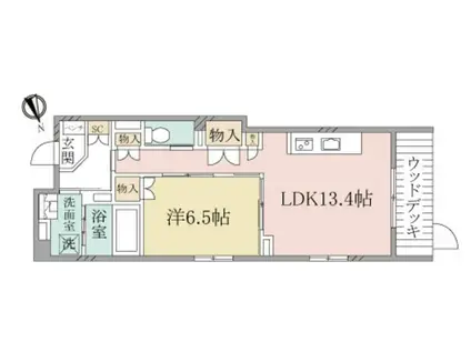 ヘーベルヴィレッジ浦和本太(1LDK/1階)の間取り写真