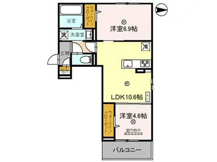 GESUND桂(2LDK/1階)の間取り写真