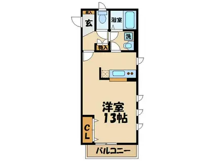 フローラル登戸(1K/1階)の間取り写真