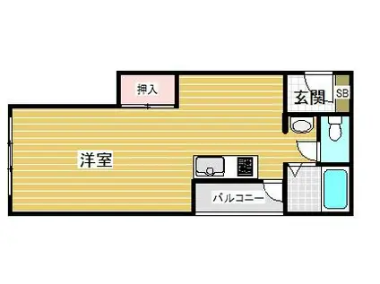 丸山ビル(1DK/6階)の間取り写真