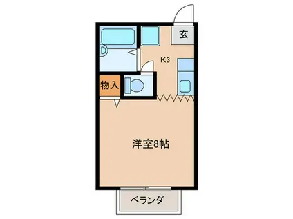 ハイツ清水(ワンルーム/2階)の間取り写真