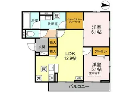 ヴェルデ(2LDK/3階)の間取り写真