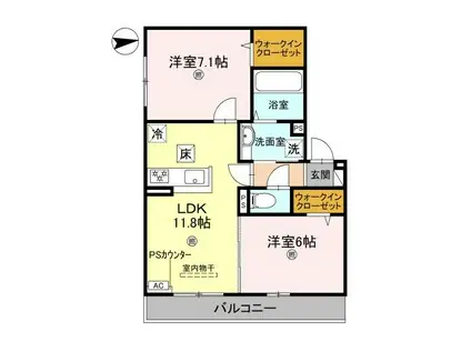 SINCERITE(2LDK/2階)の間取り写真