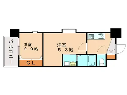 ギャラン折尾(2K/3階)の間取り写真