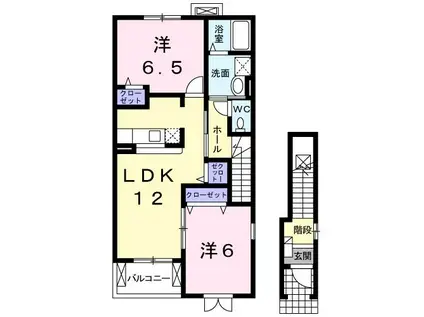 アフロディテC(2LDK/2階)の間取り写真
