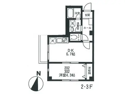 BRANCHE立岡 ブランシェタチオカ(1DK/3階)の間取り写真