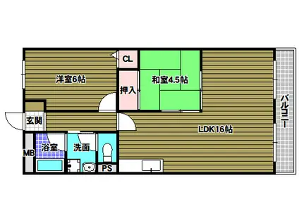 グランドメゾン津々山台(2LDK/3階)の間取り写真