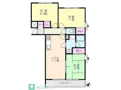 ロークガーデン(3LDK/1階)の間取り写真