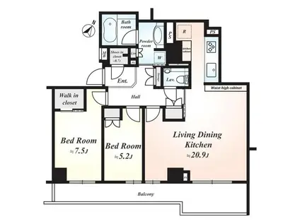 ザ・パークハウス碑文谷三丁目(2LDK/3階)の間取り写真