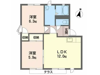 サンロードSII(2LDK/1階)の間取り写真