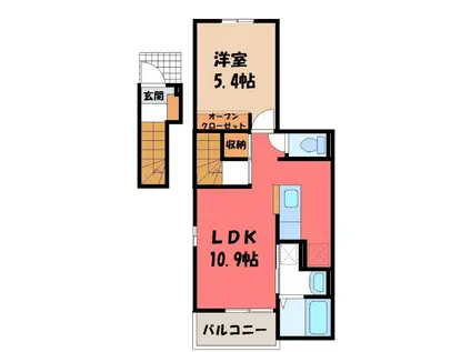 ラ・ネージュ II(1LDK/2階)の間取り写真