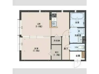 アメニティ古宮(1LDK/1階)の間取り写真